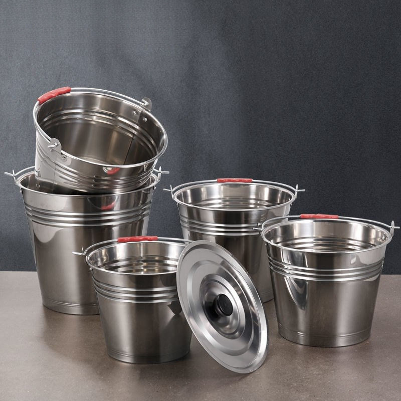 不锈钢桶小圆桶不锈钢垃圾桶家用铁桶手提式多用提桶水桶加厚