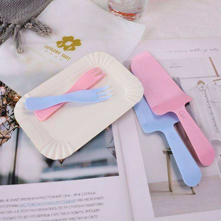 派对一次性生日蛋糕刀叉纸盘碟套装四合一家用组合餐具烘焙用品