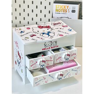 生日hellokitty收纳盒带镜化妆盒童趣女孩寝室饰品首饰收纳盒