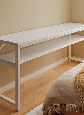 书桌家用女生卧室长条桌简易出租屋靠墙长桌子工作台阳台窄电脑桌