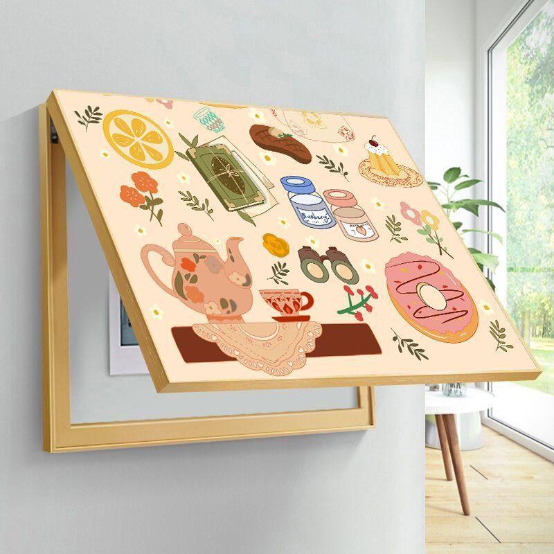 奶油风电表箱装饰画弱电箱画北欧原木客厅餐厅遮挡电闸盒子挂画,家居饰品,现代装饰画,淘宝优惠券,粉丝福利购,淘宝优惠卷