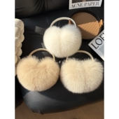 可爱奶油色狐狸毛耳捂可伸缩加厚保暖耳罩秋冬女毛绒耳套耳暖