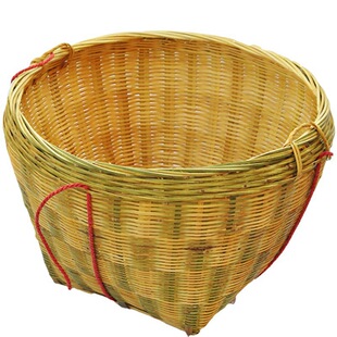 竹编箩箩筐手工竹筐家用圆形罗框扁担收纳篓装饰淘米箩篼结婚雯沃