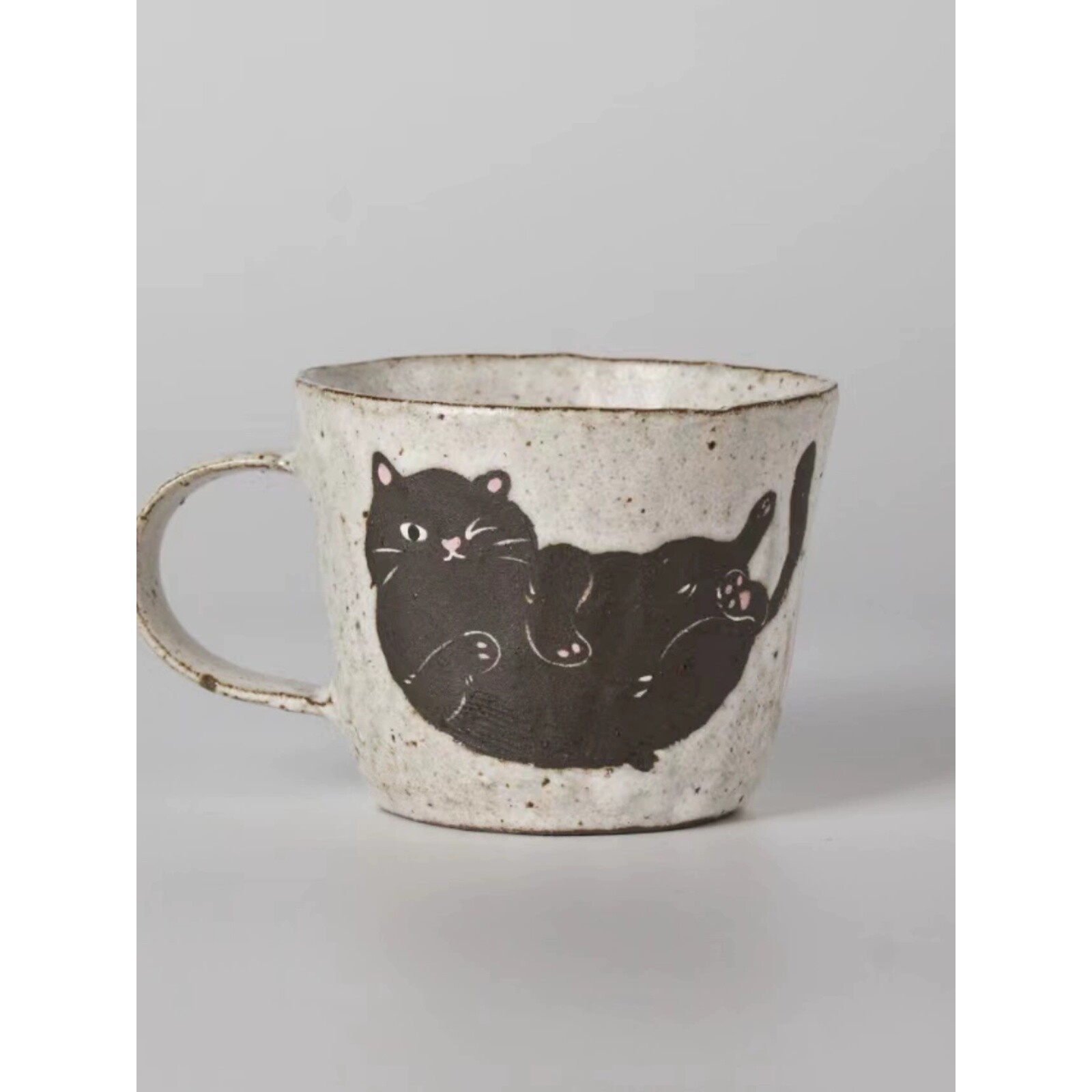 ?猫咪咖啡杯景德镇手作陶瓷猪口杯蛋杯拿铁拉花手绘高温釉下