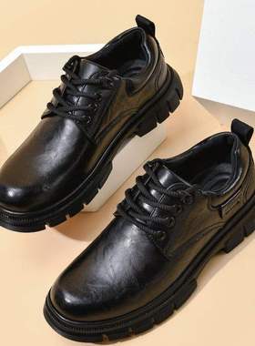 2025新款皮鞋男牛皮休闲孟克鞋低帮系带防滑耐磨大头鞋男时尚百搭