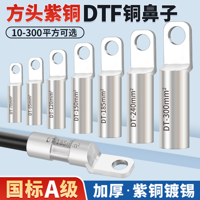 国标镀锡DTF方头铜鼻子线鼻子塑壳断路器光伏接线端子10-300平方