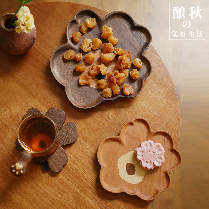 芬兰罂粟花可爱木盘早餐盘