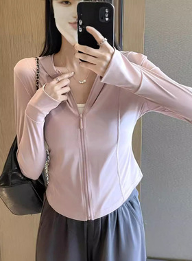 新款冰丝防晒衣女夏季修身运动服外套修身上衣防紫外线防晒
