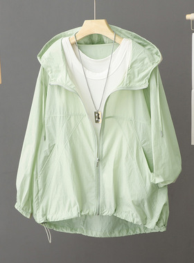 连帽防晒衣轻薄速干透气宽松开衫外套夏季户外休闲防紫外线防晒