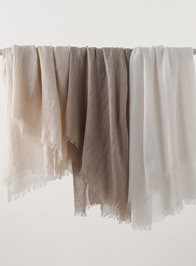 纯色棉麻丝巾女夏季2023新款沙滩巾防晒披肩围巾女scarf厂家批发