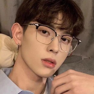 小红书爆款防蓝光近视眼镜男时尚大脸防雾复古可配近视韩版高度数