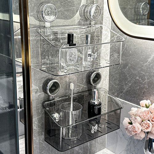 吸盘浴室置物架卫生间洗手洗漱台免打孔挂篮厕所壁挂墙上收纳盒子