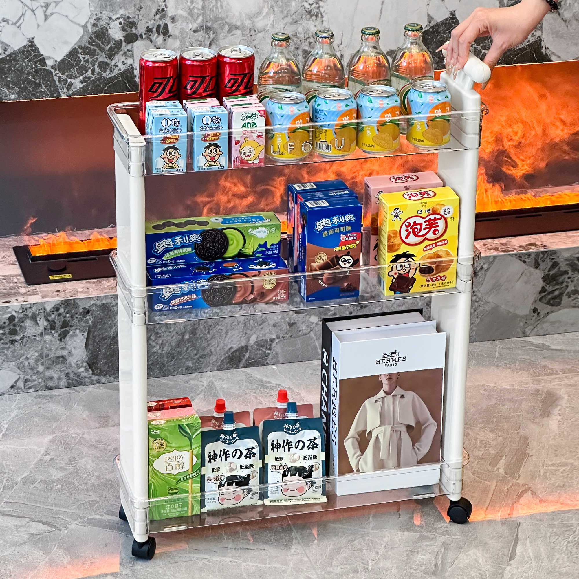 杜琥可移动零食小推车置物架