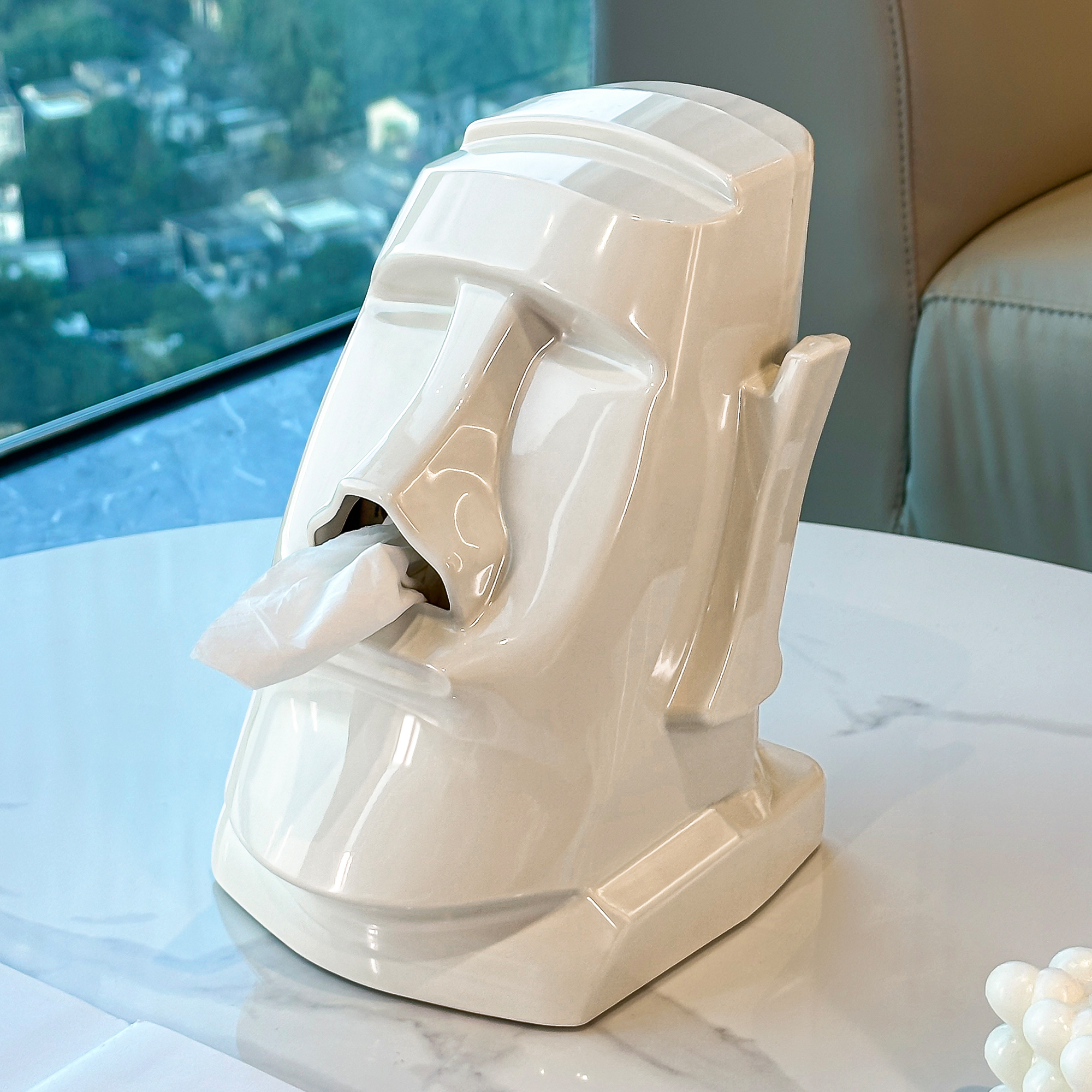 创意石像纸巾盒客厅茶几轻奢餐巾抽纸盒简约个性高级感装饰摆件