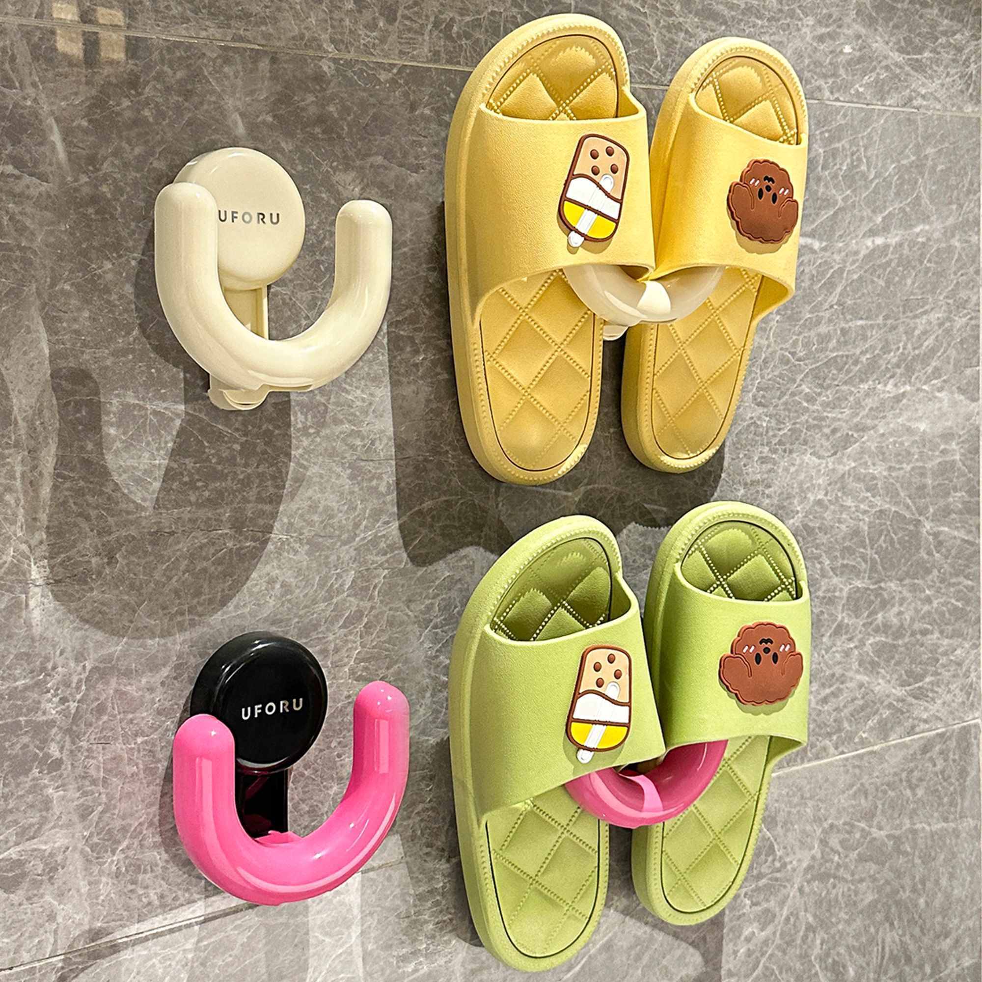 杜琥浴室吸盘拖鞋架壁挂沥水托架