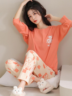 维多利亚夏天纯棉睡衣女士2024年新款春秋季长袖家居服全棉套装