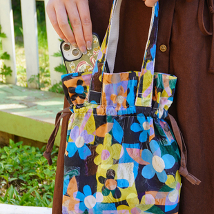 Liberty束口包手提手拎散步女式包包布袋包印花碎花布袋子水桶包