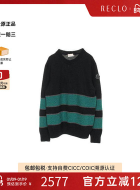 中古Moncler盟可睐男A级95新multicolor多色羊毛上衣黑色reclo