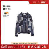 中古Hermes爱马仕男A级95新sweat运动衫 棉上衣蓝色高级复古RECLO
