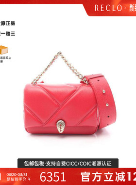 中古Bvlgari宝格丽女包A级95新Handbag手包牛皮斜挎包红色