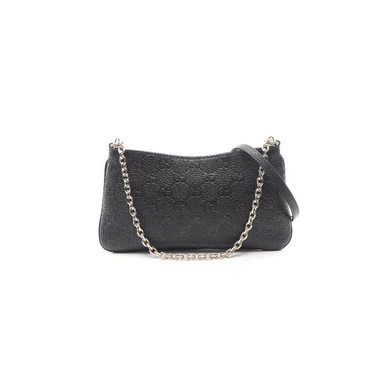 中古Gucci古驰女包A级95新chain shoulder链条肩带牛皮斜挎包黑色
