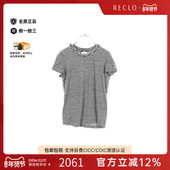 中古Chanel香奈儿女B级9新cut sew针织布棉上衣灰色reclo正品