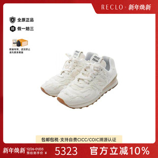 白色 帆布鞋 中古Miu Miu缪缪女A级95新sneakers运动鞋