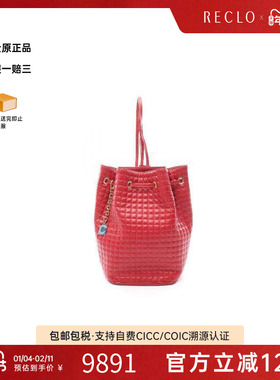 中古Celine赛琳女包A级95新Backpack背包牛皮双肩包红色