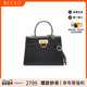 中古Ferragamo菲拉格慕女包B级9新handbag手提包牛皮斜挎包黑色