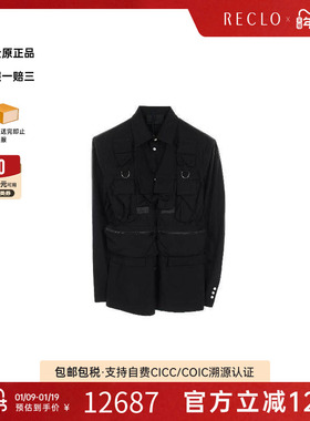 中古Prada普拉达男A级95新tops上衣棉上衣黑色时尚休闲欧美RECLO