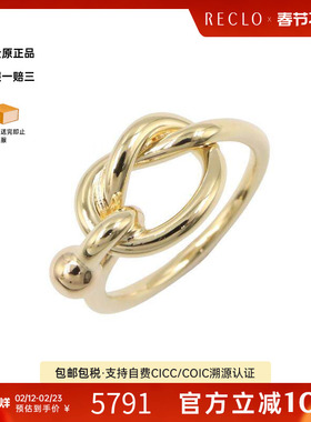 中古Tiffany&Co蒂芙尼女A级95新knot绳结黄金戒指金色正品休闲