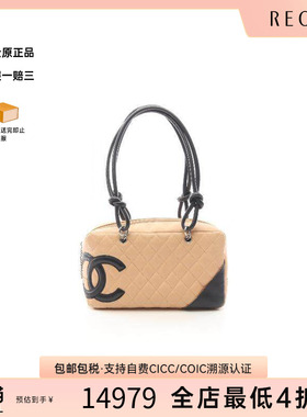 中古Chanel香奈儿女包B级9新bowling bag保龄球包牛皮单肩包
