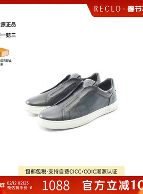 中古Tods托德斯男A级95新slip-ons无带(或无扣)便鞋牛皮鞋蓝色