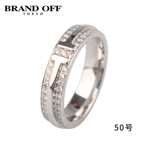 中古「95新」TIFFANY蒂芙尼铺镶钻石窄式戒指45mm750白金50号正品