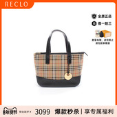 中古Burberry博柏利女包A级95新handbag手提包帆布手提包浅褐色