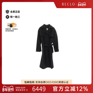中古Moncler盟可睐女B级9新trench coat风衣尼龙外套黑色