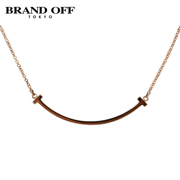 「9.5新」TIFFANY(蒂芙尼)T 微笑项链小号750玫瑰金0cm1364371975