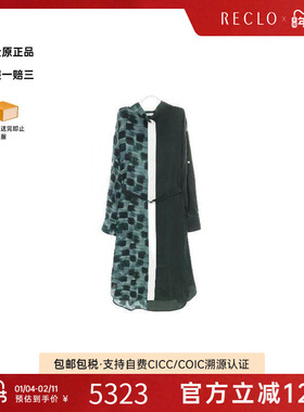 中古Ferragamo菲拉格慕女A级95新one piece连衣裙丝绸上衣绿色