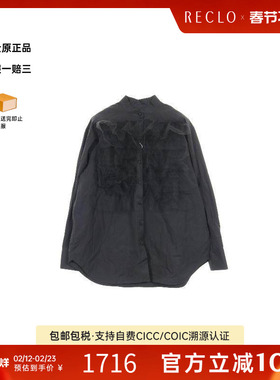 中古Valentino华伦天奴女A级95新blouse女士衬衫帆布上衣黑色正品