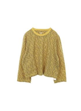 中古Hermes爱马仕女S级99新Cut and sew针织布棉上衣黄色