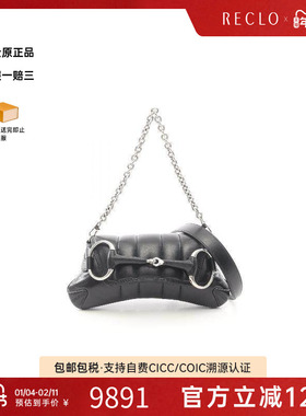 中古Gucci古驰女包A级95新Horsebit马衔扣羊皮手提包黑色