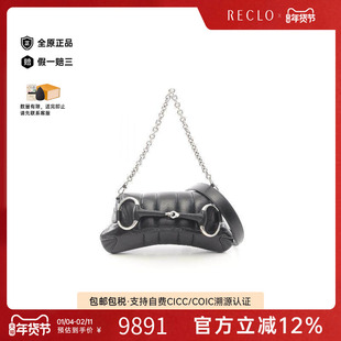 中古Gucci古驰女包A级95新Horsebit马衔扣羊皮手提包黑色