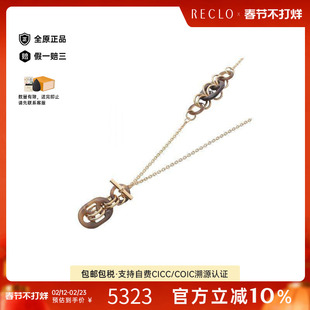 中古Hermes爱马仕女A级95新necklace项链镀金金属项链金色RECLO