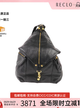 中古Versace范思哲女包A级95新Backpack背包牛皮双肩包黑色
