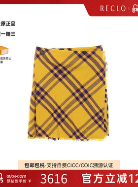 中古Burberry博柏利女S级99新skirt裙子羊毛裙子黄色reclo正品