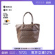 中古LV路易威登女包B级9新handbag手提包涂层 防水帆布手提包棕色