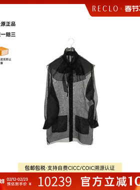 中古Chanel香奈儿女B级9新blouse女士衬衫丝绸上衣黑色正品休闲