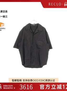 中古Versace范思哲男A级95新tops上衣棉上衣黑色