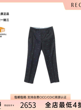 中古Gucci古驰女A级95新Pants裤子羊毛裤子蓝色reclo正品
