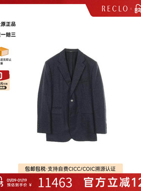 中古Hermes爱马仕男A级95新tailored jacket修身夹克帆布外套蓝色